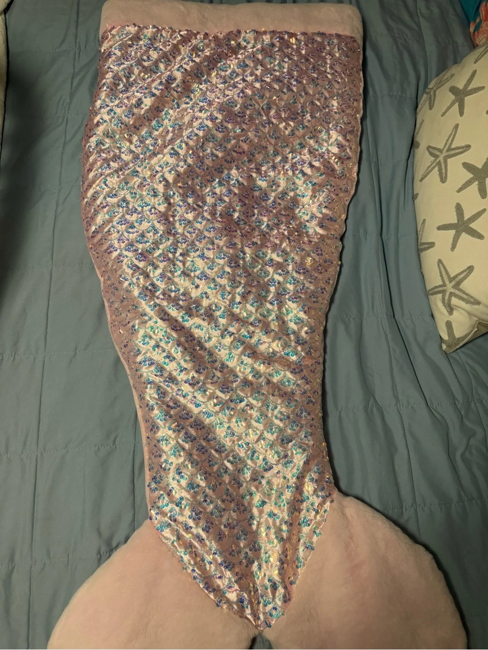 Cynthia Rowley Pink Sequin Mermaid Tail Throw